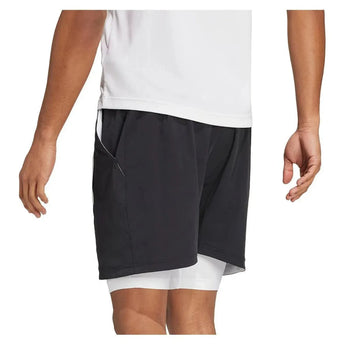 Mens Short and Tight Tennis Set White and Black-Apparel-Adidas-IW6199-2-Tennis Express