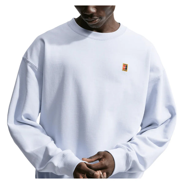 Men's Court Collection French Terry Long Sleeve Tennis Crew, Nike, 568 Palest Purple, Tennis Express, IX8517-H26-568-PALEST-PURPLE-1