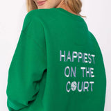 Women's Happiest On The Court Tennis Sweatshirt Green and White-Apparel-CourtLife-Image-2_7402ac4f-609b-4d36-a27a-42262e6a1ebe-Tennis Express