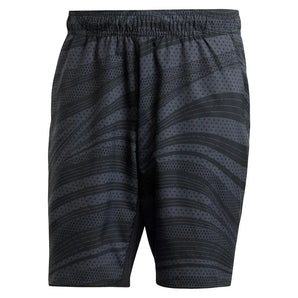 Men's Club Graphic 7 inch Tennis Shorts Carbon and Black-Apparel-Adidas-JF8426-S25-1-Tennis Express