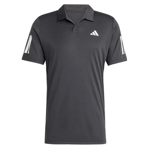 Men's Club 3 Stripe Tennis Polo Black-Apparel-Adidas-JG0985-S25-1-Tennis Express