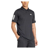 Men's Club 3 Stripe Tennis Polo Black-Apparel-Adidas-JG0985-S25-3-Tennis Express