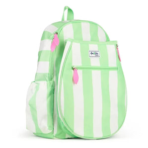 Juniors' Love Tennis Backpack Mint and White Cabana Stripe-Bags-Ame and Lulu-JLTBP-S25-1-Tennis Express