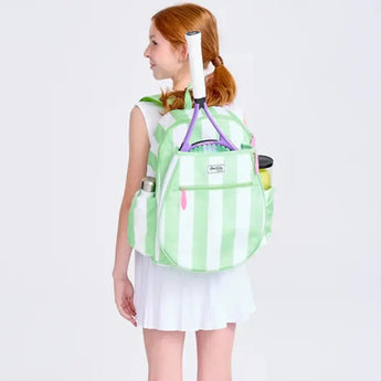 Juniors' Love Tennis Backpack Mint and White Cabana Stripe-Bags-Ame and Lulu-JLTBP-S25-4-Tennis Express