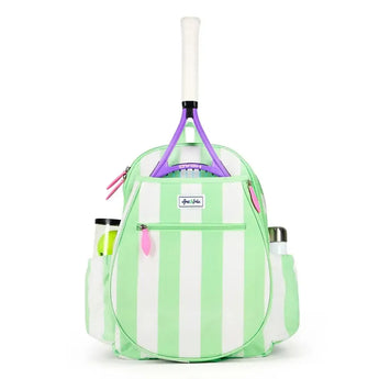Juniors' Love Tennis Backpack Mint and White Cabana Stripe-Bags-Ame and Lulu-JLTBP-S25-Tennis Express