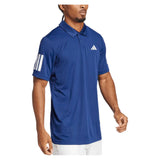 Men's Club 3 Stripe Tennis Polo Dark Blue-Apparel-Adidas-JN9006-S26-3-Tennis Express