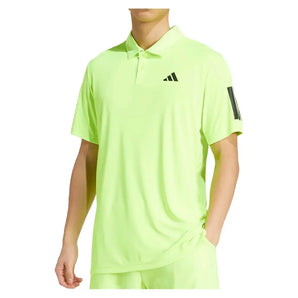 Men's Club 3 Stripe Tennis Polo Lucid Lemon-Apparel-Adidas-JP0418_2-Tennis Express