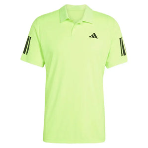 Men's Club 3 Stripe Tennis Polo Lucid Lemon-Apparel-Adidas-JP0418_S25-Tennis Express