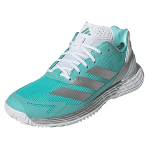 Women's Defiant Speed 2 Tennis Shoes Flash Aqua and Silver Metallic,Footwear,Adidas,5,Blue,Tennis Express,JP9738-H25-y