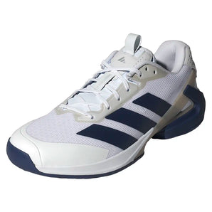 Men's Adizero Ubersonic 5 Tennis Shoes Core White and Dark Blue,Footwear,Adidas,Core White/Dark Blue,6.5,Tennis Express,JR1736-S26-y