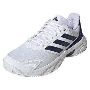 Men's CourtJam Control 3 Tennis Shoes Core White and Dark Blue,Footwear,Adidas,Core White/Dark Blue,6.5,Tennis Express,JR1749-S26-y