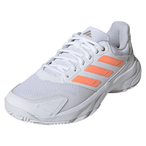 Women's CourtJam Control 3 Tennis Shoes Core White and Beam Orange,Footwear,Adidas,5,Core White/Beam Orange,Tennis Express,JR1788-S26-y