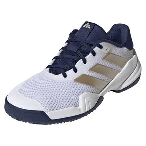 Juniors' Barricade Tennis Shoes Core White and Cyber Metallic,Footwear,Adidas,Core White/Cyber Metallic,1,Tennis Express,JR4448-S26-y