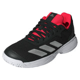 Juniors' Courtflash Tennis Shoes Core Black and Silver Metallic,Footwear,Adidas,10.5C,Core Black/Silver Metallic,Tennis Express,JR4451-S26-y