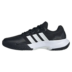 Juniors' GameCourt 2 Tennis Shoes Core Black and Silver Metallic-Footwear-Adidas-JRKI0780-S26-1-Tennis Express