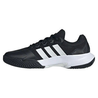 Juniors' GameCourt 2 Tennis Shoes Core Black and Silver Metallic-Footwear-Adidas-JRKI0780-S26-1-Tennis Express