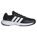 Juniors' GameCourt 2 Tennis Shoes Core Black and Silver Metallic-Footwear-Adidas-JRKI0780-S26-2-Tennis Express