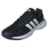 Juniors' GameCourt 2 Tennis Shoes Core Black and Silver Metallic-Footwear-Adidas-JRKI0780-S26-Tennis Express