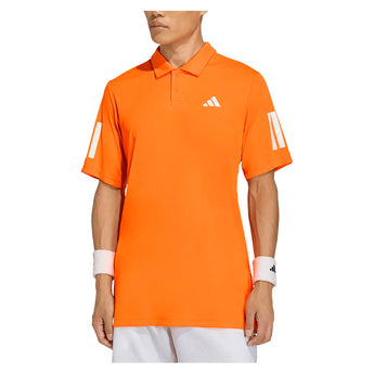 Men's Club 3 Stripe Tennis Polo Pure Orange-Apparel-Adidas-KB9709-S26-3-Tennis Express