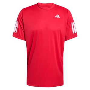 Men's Club 3 Stripe Tennis Tee Pure Ruby-Apparel-Adidas-KB9727-S26-1-Tennis Express