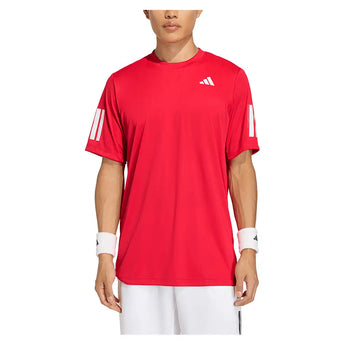 Men's Club 3 Stripe Tennis Tee Pure Ruby-Apparel-Adidas-KB9727-S26-3-Tennis Express