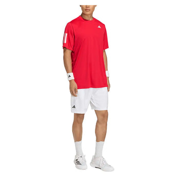 Men's Club 3 Stripe Tennis Tee Pure Ruby-Apparel-Adidas-KB9727-S26-5-Tennis Express