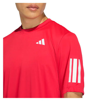 Men's Club 3 Stripe Tennis Tee Pure Ruby-Apparel-Adidas-KB9727-S26-6-Tennis Express