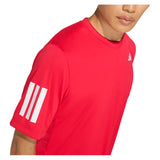 Men's Club 3 Stripe Tennis Tee Pure Ruby-Apparel-Adidas-KB9727-S26-7-Tennis Express