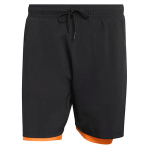 Men's Club 2IN1 7 Inch Tennis Short Black and Pure Orange-Apparel-Adidas-KB9733-S26-1-Tennis Express