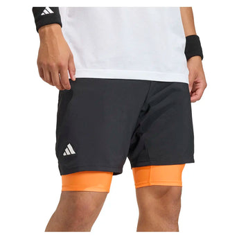 Men's Club 2IN1 7 Inch Tennis Short Black and Pure Orange-Apparel-Adidas-KB9733-S26-3-Tennis Express