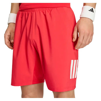 Men's Club 9 Inch 3 Stripe Shorts Pure Ruby-Apparel-Adidas-KB9744-3-Tennis Express