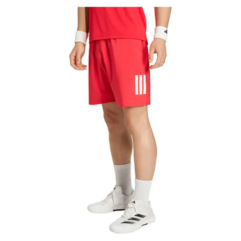 Men's Club 9 Inch 3 Stripe Shorts Pure Ruby-Apparel-Adidas-KB9744-5-Tennis Express