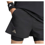 Men's New York 7 Inch Tennis Shorts and Tight Set Black,Apparel,Adidas,,,Tennis Express,KF7393-6