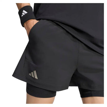Men's New York 7 Inch Tennis Shorts and Tight Set Black,Apparel,Adidas,,,Tennis Express,KF7393-6