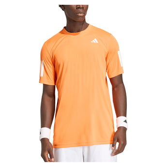 Men's Club 3 Stripe Tennis Tee Pure Orange-Apparel-Adidas-KG0242-S26-3-Tennis Express