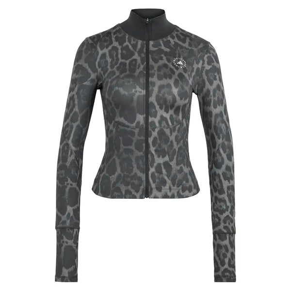 Women's Stella McCartney Longsleeve Printed Midlayer Training Top Dove Grey and Carbon,Apparel,Adidas,Dove Grey/Carbon,XS,Tennis Express,KG3263-1