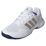 Men's GameCourt 2 Tennis Shoes Core White and Cyber Metallic,Footwear,Adidas,Core White/Cyber Metallic,6.5,Tennis Express,KI0782-S26-y