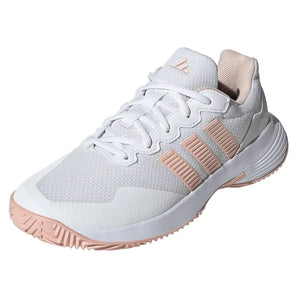 Women's GameCourt 2 Tennis Shoes Core White and Pink,Footwear,Adidas,5,Core White/Pink,Tennis Express,KI0785-S26