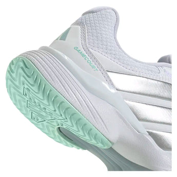 Women's GameCourt 3 Shoes White and Silver Metallic,Footwear,Adidas,,,Tennis Express,KI2864-6