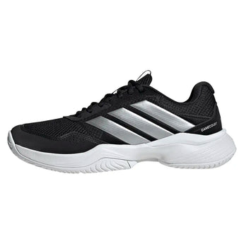 Women's GameCourt 3 Tennis Shoes Black and Silver Metallic,Footwear,Adidas,,,Tennis Express,KI3601-1