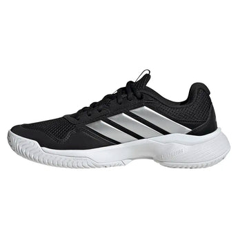 Women's GameCourt 3 Tennis Shoes Black and Silver Metallic,Footwear,Adidas,,,Tennis Express,KI3601-2
