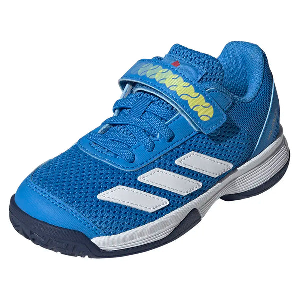 Juniors' Courtflash Tennis Shoes Lucid Ray Blue and White,Footwear,Adidas,Lucid Ray Blue/White,10.5C,Tennis Express,KK3864-F26-y