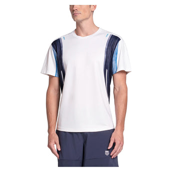 Men's Breakline Stripe Short Sleeve Tennis Top Peacoat-Apparel-K-Swiss-White/Peacoat-S, [current_file_name-Tennis Express