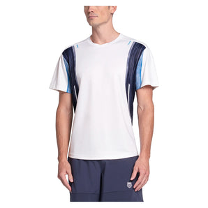 Men's Breakline Stripe Short Sleeve Tennis Top Peacoat-Apparel-K-Swiss-White/Peacoat-S, [current_file_name-Tennis Express