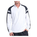 Men's Strike 1/4 Zip Tennis Long Sleeve Charcoal, K-Swiss, Charcoal/White, Tennis Express, KMT83-39J040-CHARCOAL-WHITE-1