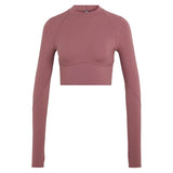 Women's Stella McCartney Longsleeve Crop Training Top Quiet Maroon,Apparel,Adidas,Quiet Maroon,XS,Tennis Express,KR3030-1