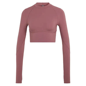 Women's Stella McCartney Longsleeve Crop Training Top Quiet Maroon,Apparel,Adidas,Quiet Maroon,XS,Tennis Express,KR3030-1