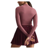 Women's Stella McCartney Longsleeve Crop Training Top Quiet Maroon,Apparel,Adidas,,,Tennis Express,KR3030-4
