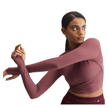 Women's Stella McCartney Longsleeve Crop Training Top Quiet Maroon,Apparel,Adidas,,,Tennis Express,KR3030-7
