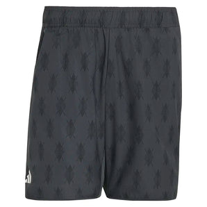 Men's Club Graphic 9 Inch Tennis Shorts Carbon and Black,Apparel,Adidas,Carbon/Black,XS,Tennis Express,KS8270-1
